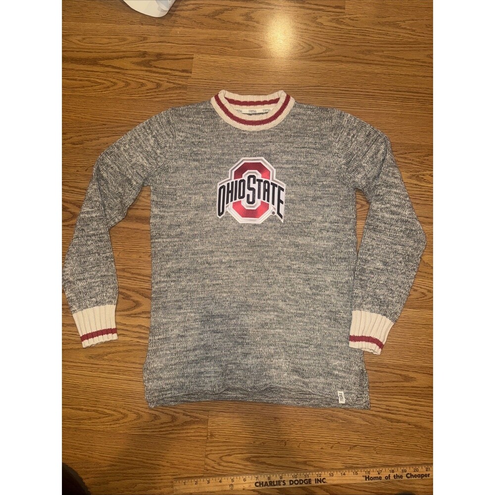 Block O Embroidered Ohio State Buckeyes Sweater Vtg Bruzer Renu Crewneck M/L